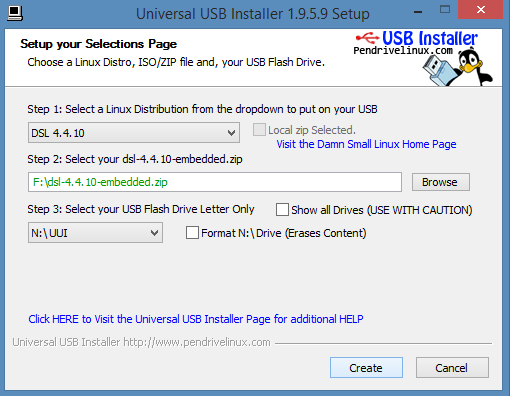universal USB installer - DSL - installatie 01
