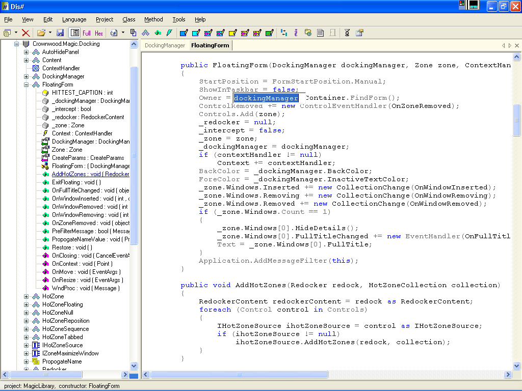 dotNET decompiler screen