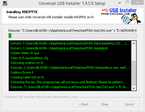universal USB installer - Knoppix - installatie 02