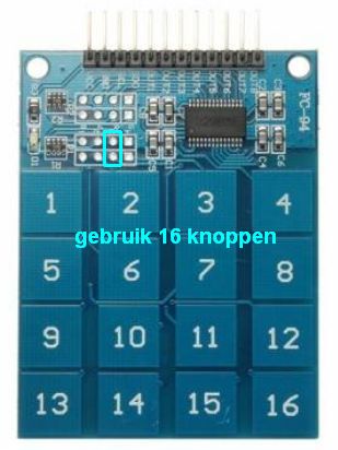 Keypad 4x4 aanraakgevoelig (TTP229) 16 knoppen