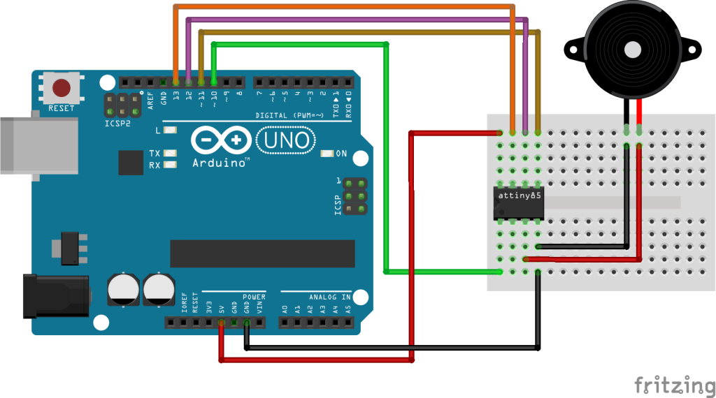 Arduino ATtiny Speaker schema pin4