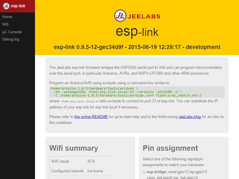 ESP266 esp-link Firmware screen 01