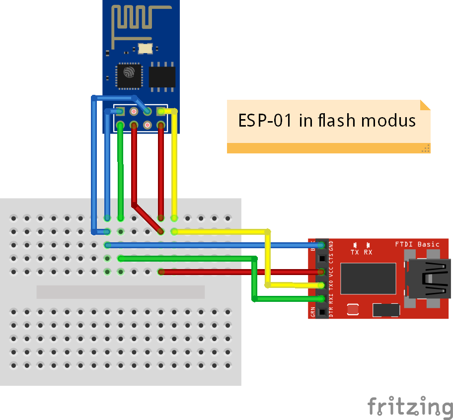 ESP8266 WiFi ESP-01 aansluiten in flash modus via USB stick