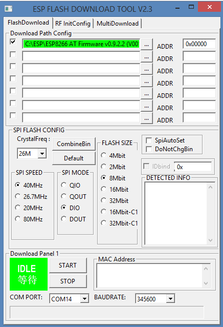 ESP8266 flashen met ESP Flash Download Tool 01
