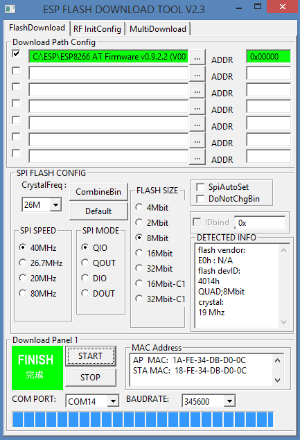 ESP8266 flashen met ESP Flash Download Tool 02