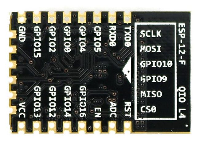 ESP8266 WiFi module (ESP-12F) achterkant en pinout