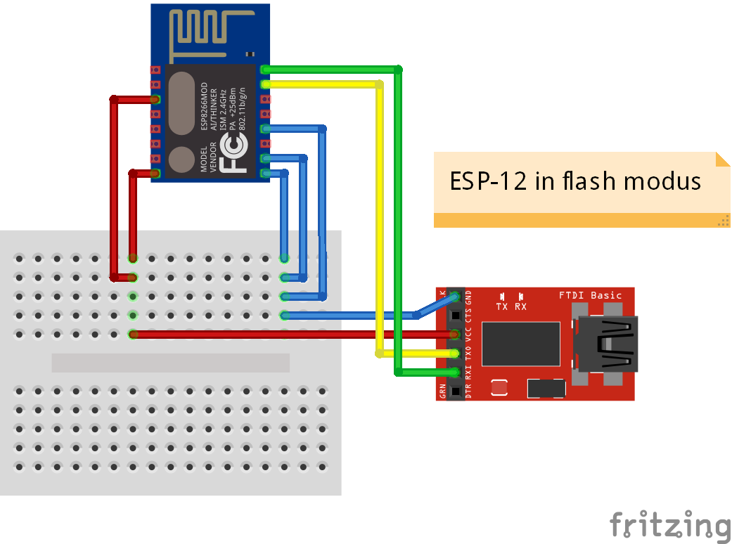 esp8266 esp-12 module aansluiten in flash modus via USB stick