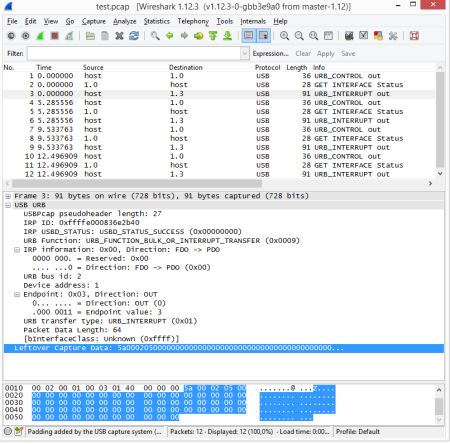 usb pcap wireshark