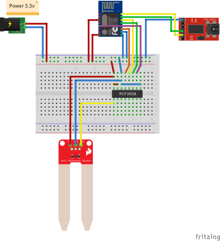 ESP8266 WiFi - Grondvochtigheid sensor (3-aderig) (MCP3008/ArduinoIDE)
