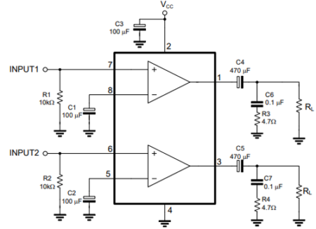 IC - TDA2822 - Dual Power Amplifier