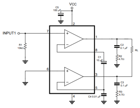 IC - TDA2822 - Dual Power Amplifier